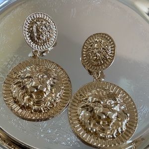 Gold Lion Earrings